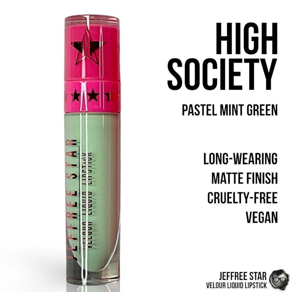 JEFFREE STAR VELOUR LIQUID LIPSTICK IN HIGH SOCIETY 	PASTEL MINT GREEN LIPCOLOR